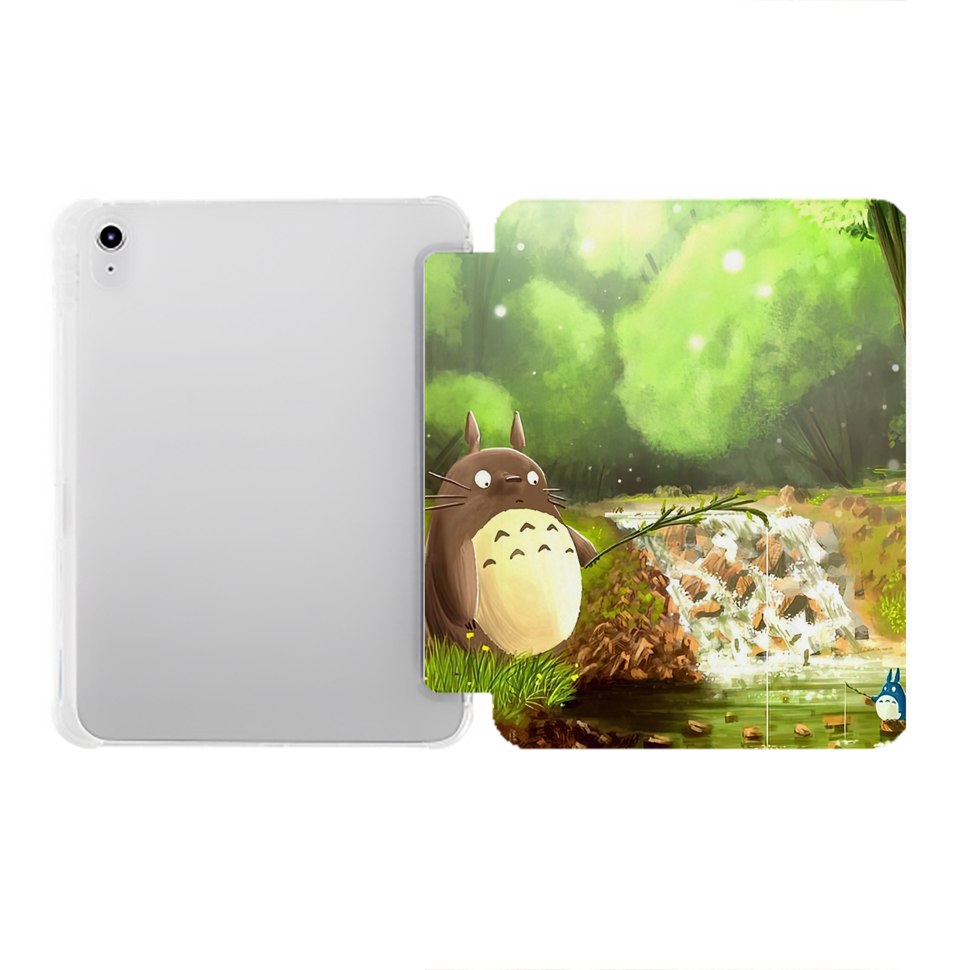 （画像用） となりのトトロ 草壁メイ 草壁サツキ My Neighbor Totoro Satsuki Kusakabe Mei Kusakabe IPad ケース ペン収納付き 三つ折りスタンド PUレザー×シリコン 対応機種9.5/10.5/10.9インチ